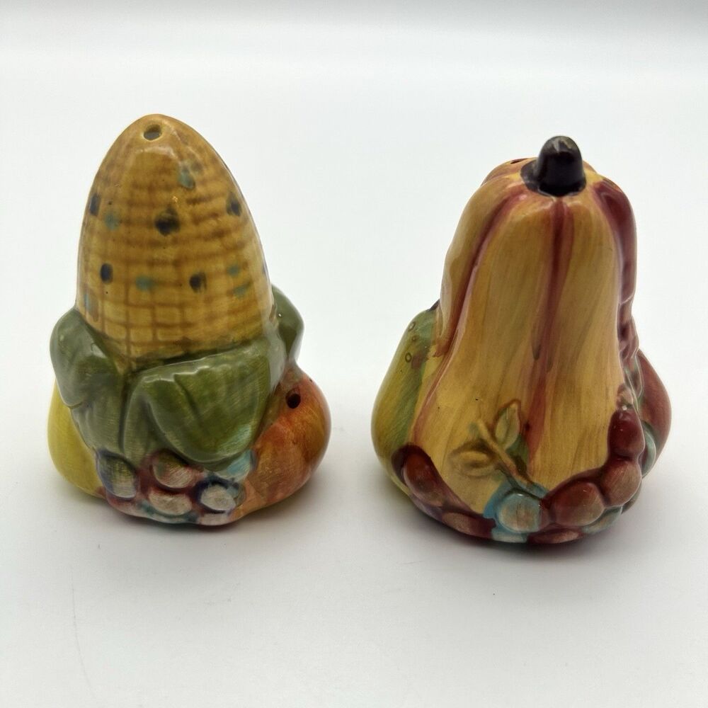 Fall Corn Squash Thanksgiving Salt and Pepper Shakers Vintage
